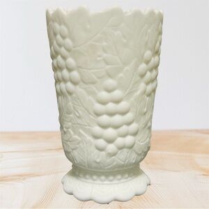 Vintage 1950s Imperial Glass Milk Glass Doeskin footed Vase Colony Harvest Grape